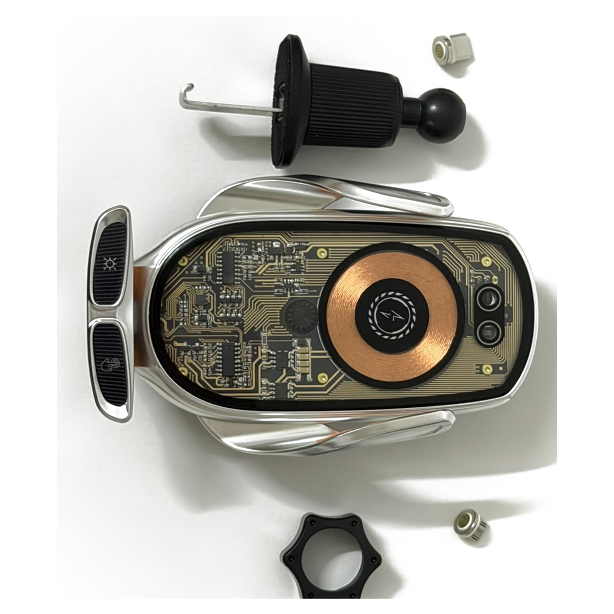 V6 charger with air-vent clip, locking nut and magnetic tips