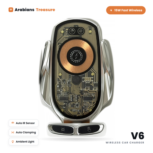 V6 wireless car charger and phone holder, 15W fast wireless charging