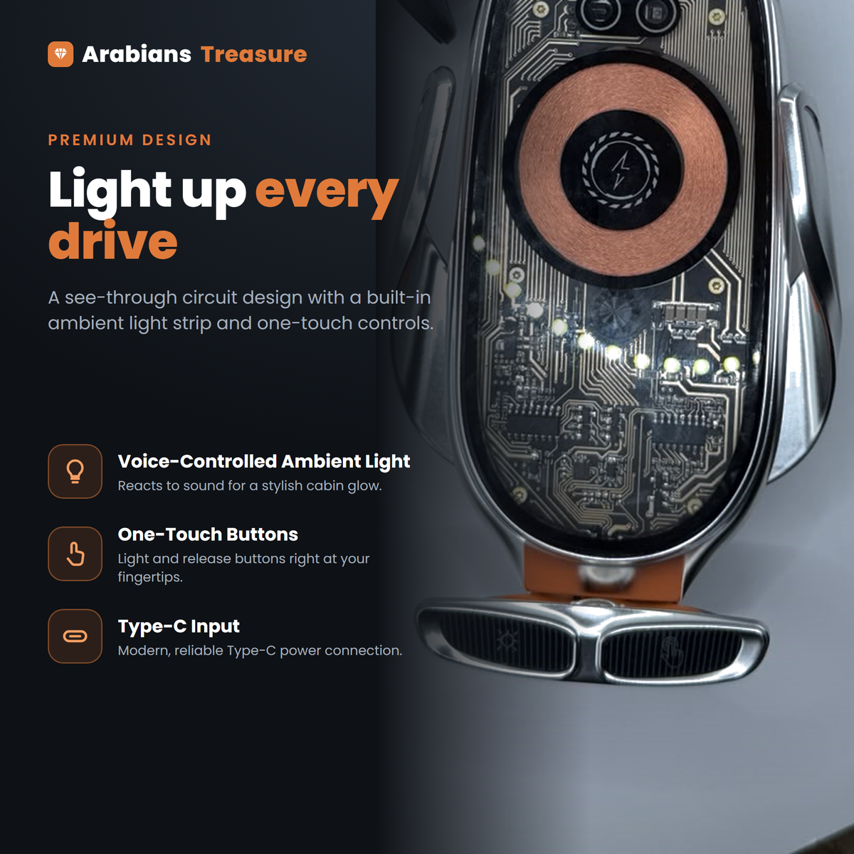V6 ambient light and one-touch buttons
