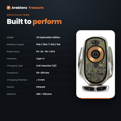 V6 wireless car charger specifications